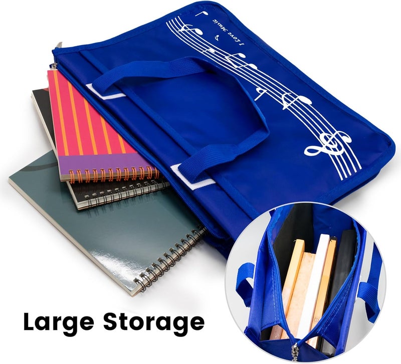 BestSounds Piano Bag, Zipper Waterproof Music Book Tote Bag Piano Accessories for Students Kids, Women, Gifts for Musicians (Dark Blue Music) - Image 3
